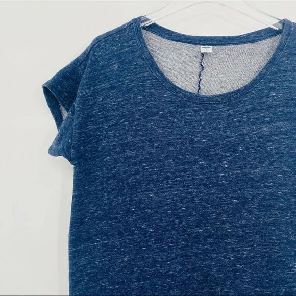 Old Navy Size Medium Navy Blue Space Dye Short Sleeve Drawstring Waist Dress - Picture 4 of 7